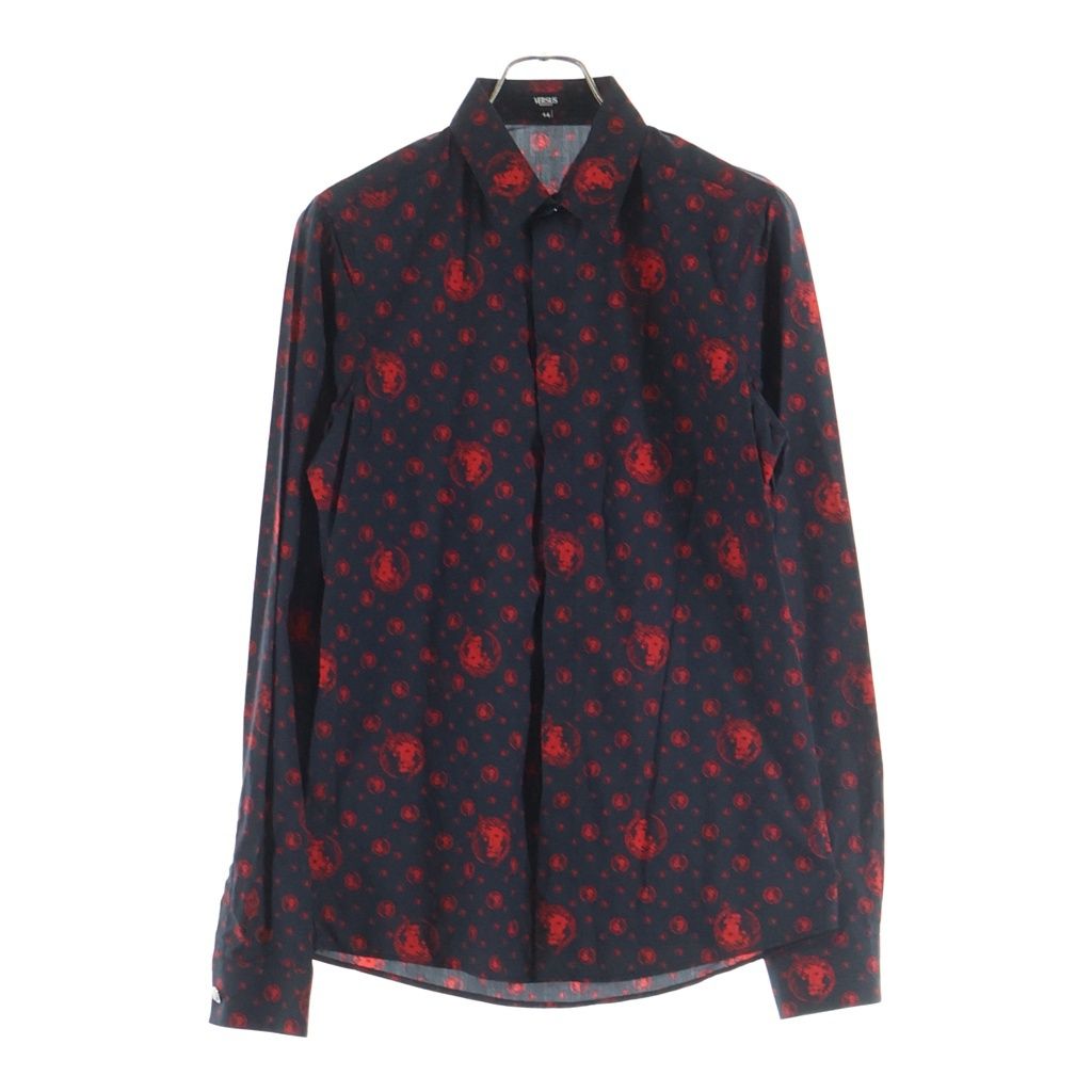 VERSUS VERSACE (ヴェルサス ヴェルサーチ) Lion Print Black Shirt BU20108 ライオンプリント 総柄 長袖コットンシャツ ブラック