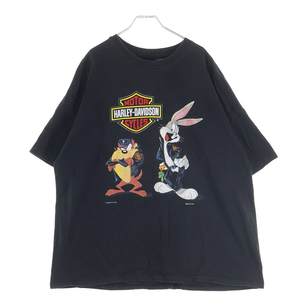 HARLEY DAVIDSON (ハーレーダビッドソン) 90S LOONEY TUNES ヴィンテージ USA製 ルーニーテューンズ キャラクタープリント クルーネック 半袖Tシャツ カットソー ブラック