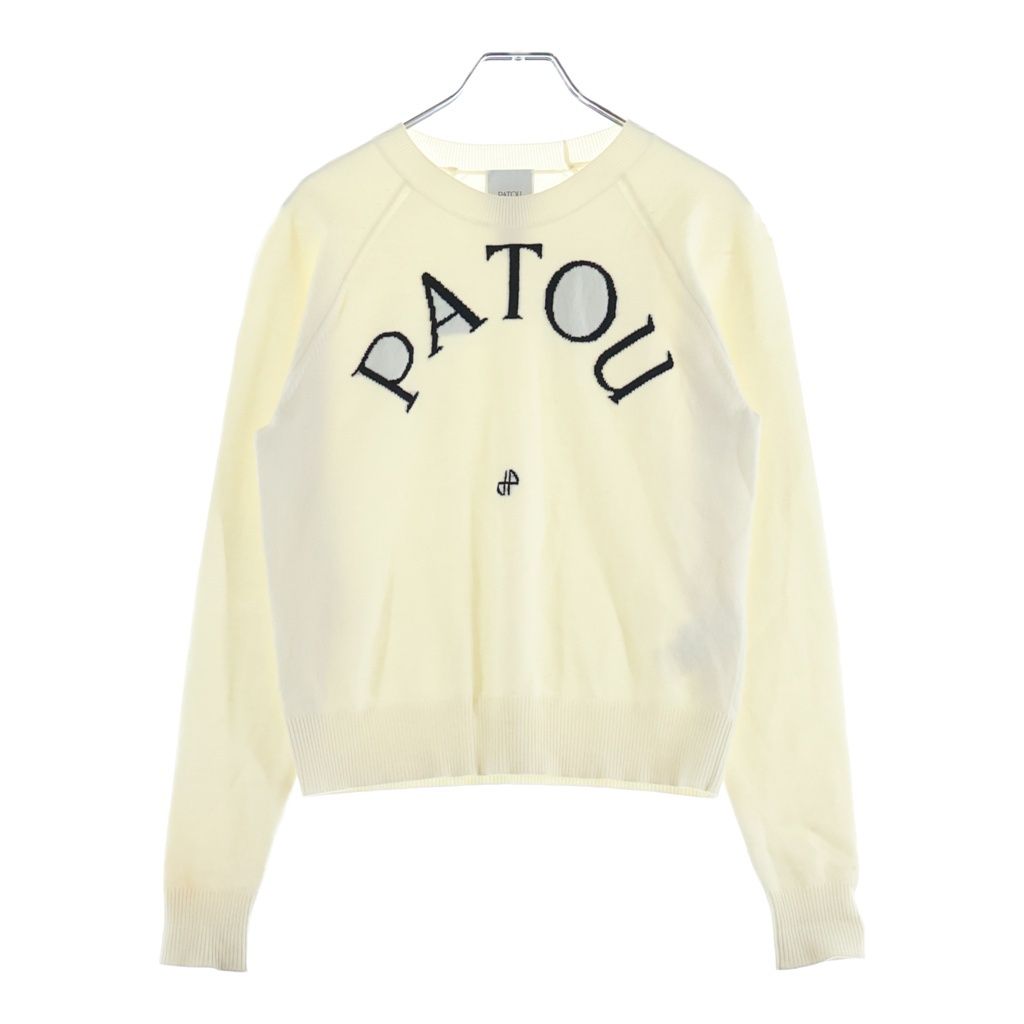 PATOU (パトゥー) フロントロゴ刺繍 ウールニット セーター レディース ホワイト ES-KN110-80-11