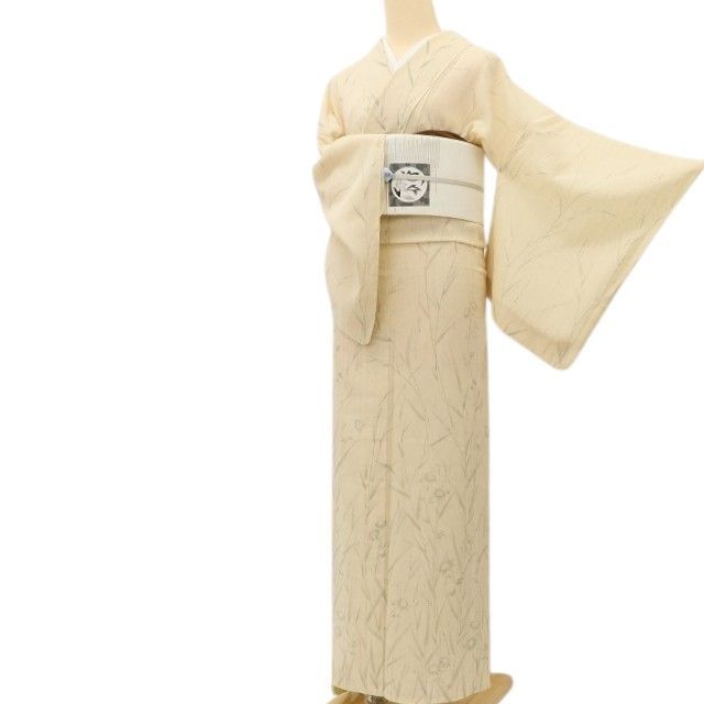 1616 新品 紗 蛍暈し 夏着物 正絹 仕付け糸付 紬 5864 百華❀Y5117◇新品 仕付け糸付 夏着物 紗 菊 笹 正絹 手縫い仕立て 紗