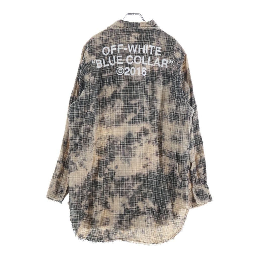 OFF-WHITE (オフホワイト) 16SS Mirror Mirror ミラー ミラー リネン ブリーチ チェック柄 長袖シャツ ベージュ