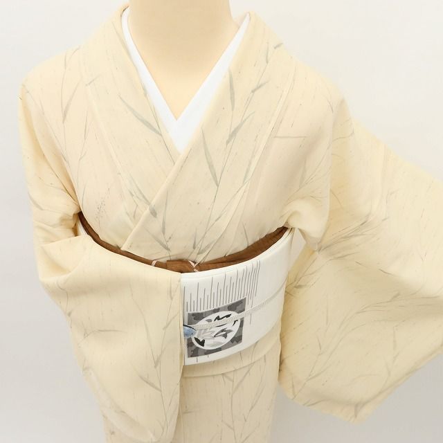 百華❀Y5117◇新品 仕付け糸付 夏着物 紗 菊 笹 正絹 手縫い仕立て 紗