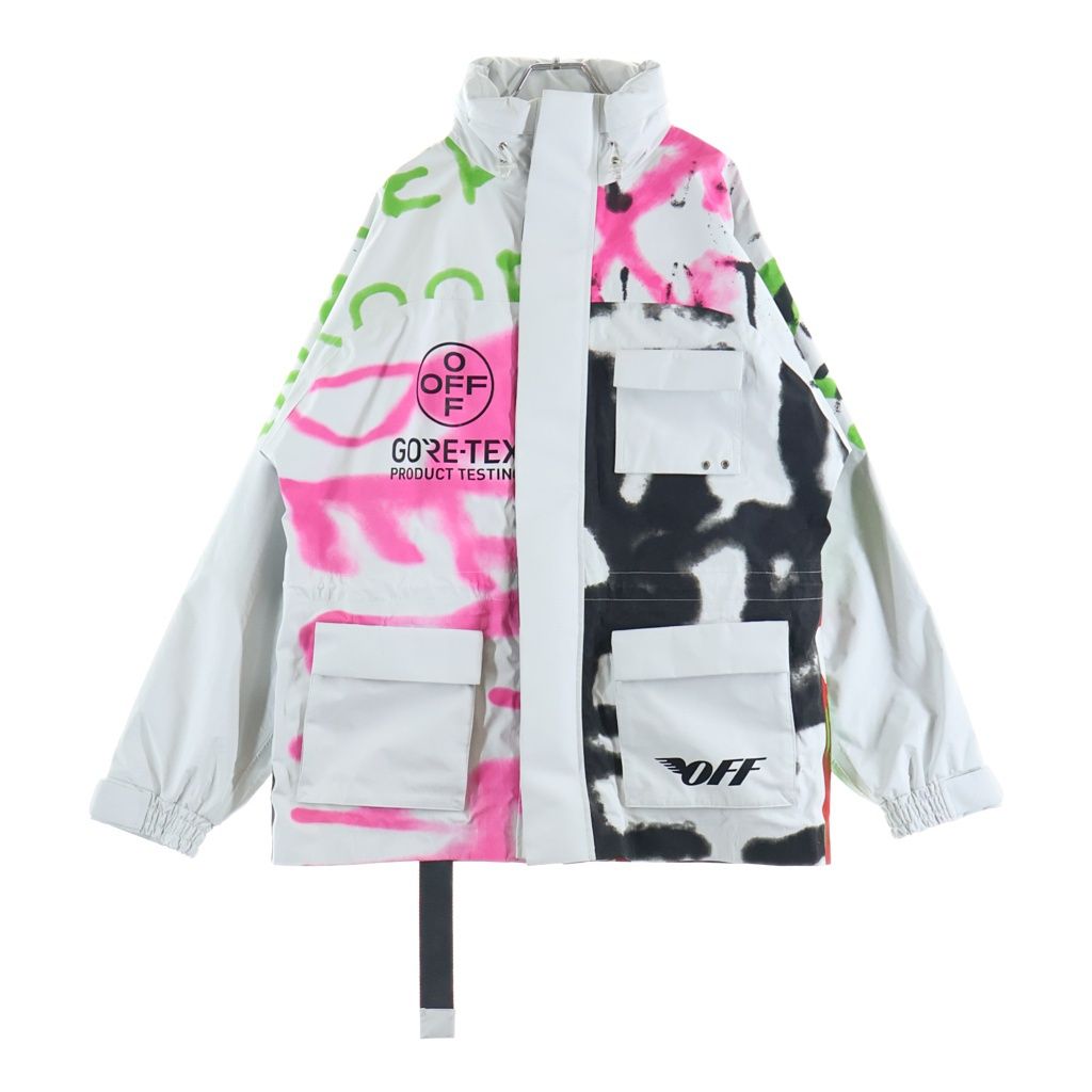 OFF-WHITE (オフホワイト) 18SS ゴアテックス ナイロン グラフィティー マウンテン パーカージャケット ホワイト/マルチ OMBA0031S8003012