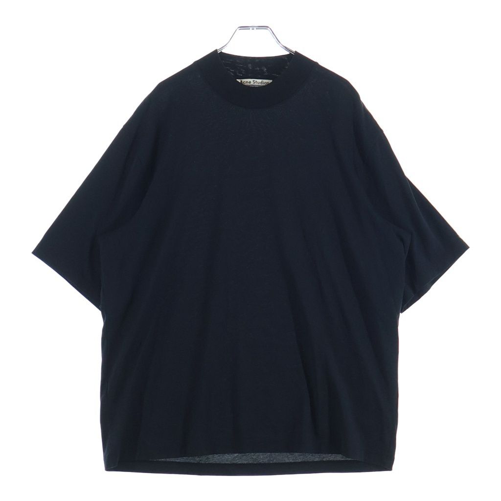 Acne Studios (アクネ ストゥディオズ) Extorr Cotton-Jersey T-Shirt エクストラコットンジャージー モックネック半袖Tシャツ カットソー ブラック FN-MN-TSHI00045