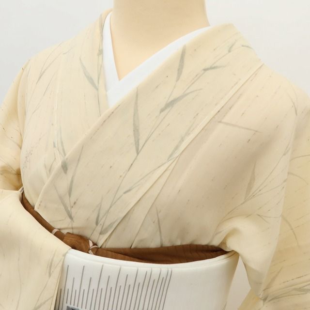 百華❀Y5117◇新品 仕付け糸付 夏着物 紗 菊 笹 正絹 手縫い仕立て 紗