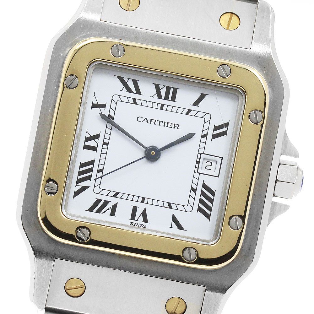 カルティエ CARTIER サントスガルベLM デイト YGベゼル 自動巻き メンズ _962788