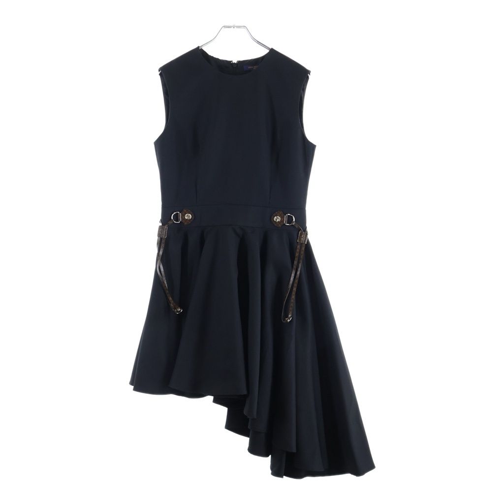 LOUIS VUITTON (ルイヴィトン) モノグラム ロングワンピース ドレス ポリエステル ブラック RW242WW P89 FRDS12 レディース