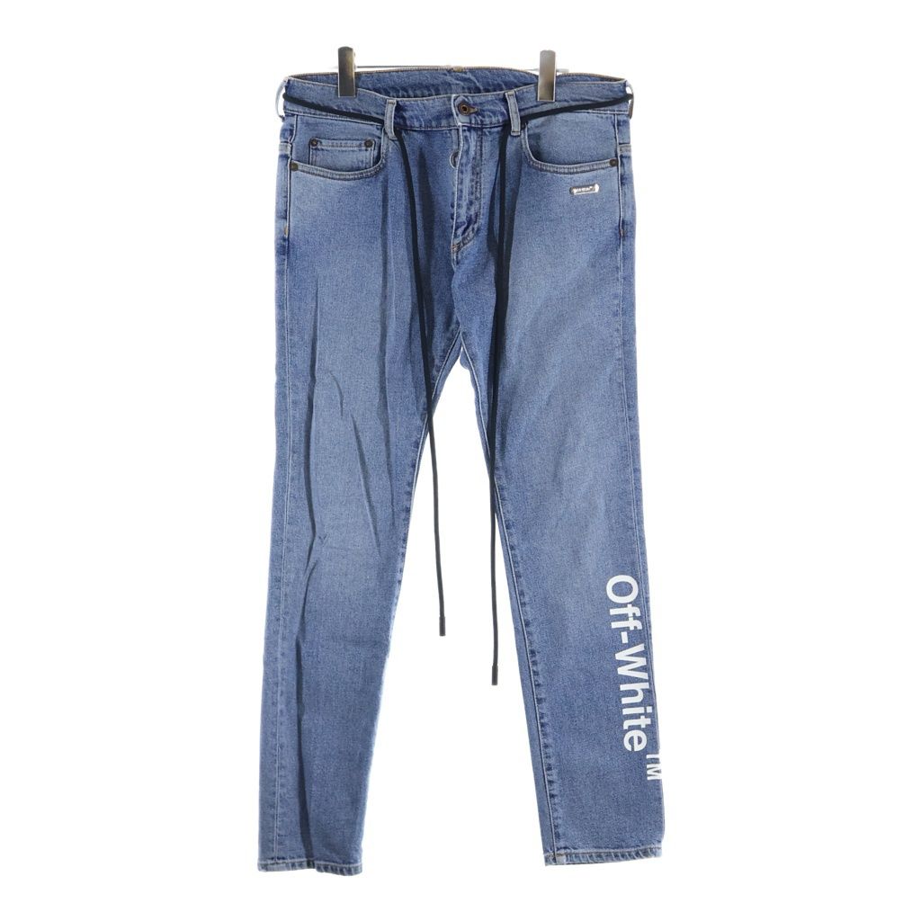 OFF-WHITE (オフホワイト) 18SS ロゴプリント ドローコード デニムパンツ インディゴ OMYA002F18166019