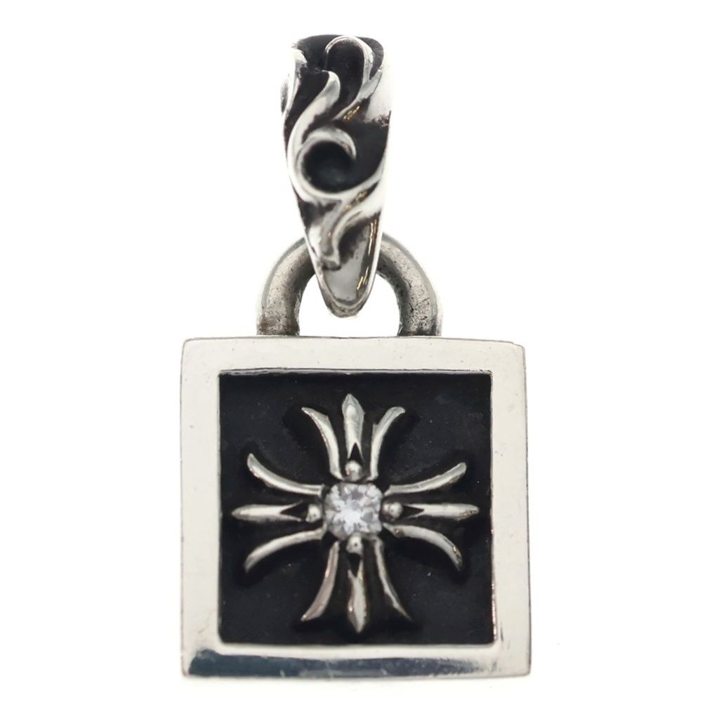 CHROME HEARTS (クロムハーツ) FRAMED CH PLUS 1DIA フレームドCHプラス 1ダイヤ チャーム シルバーネックレストップ