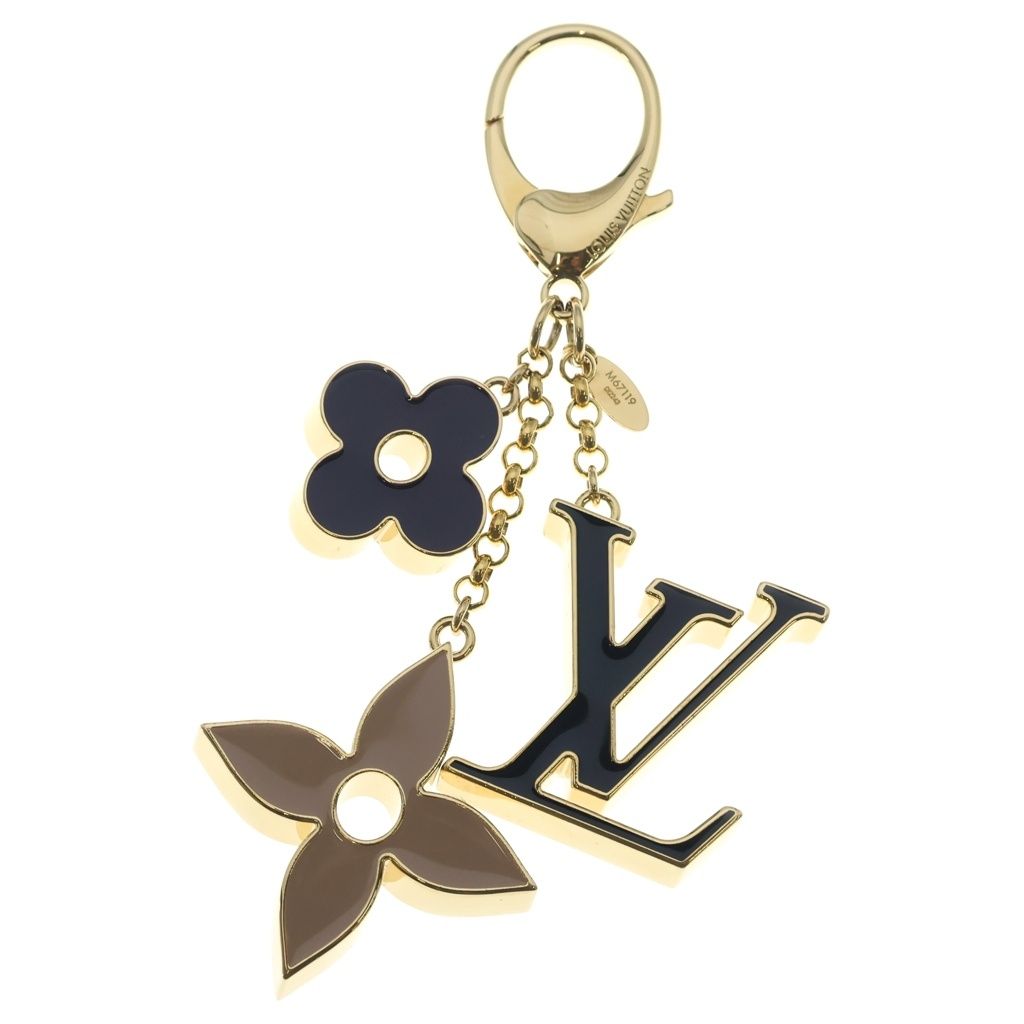 LOUIS VUITTON (ルイヴィトン) フルールドゥモノグラム バッグチャーム キーホルダー キーリング ゴールド×ブラック M67119