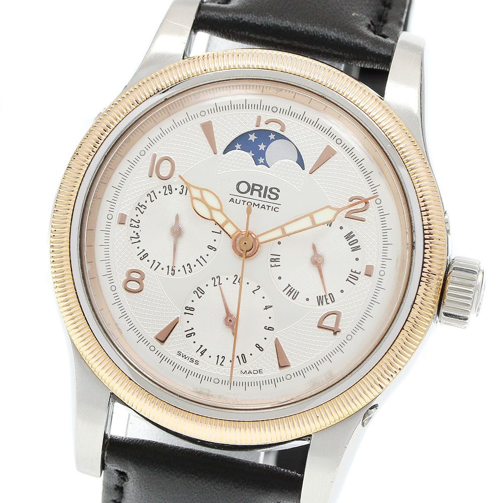 オリス ORIS 7566 ビッグクラウン コンプリケーション2004 デイデイト ムーンフェイズ 自動巻き メンズ _961659