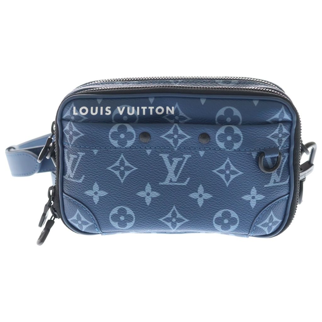LOUIS VUITTON (ルイヴィトン) モノグラムトーン ナノ アルファ ウェアラブルウォレット PVC レザー ショルダーバッグ ブルー M82801