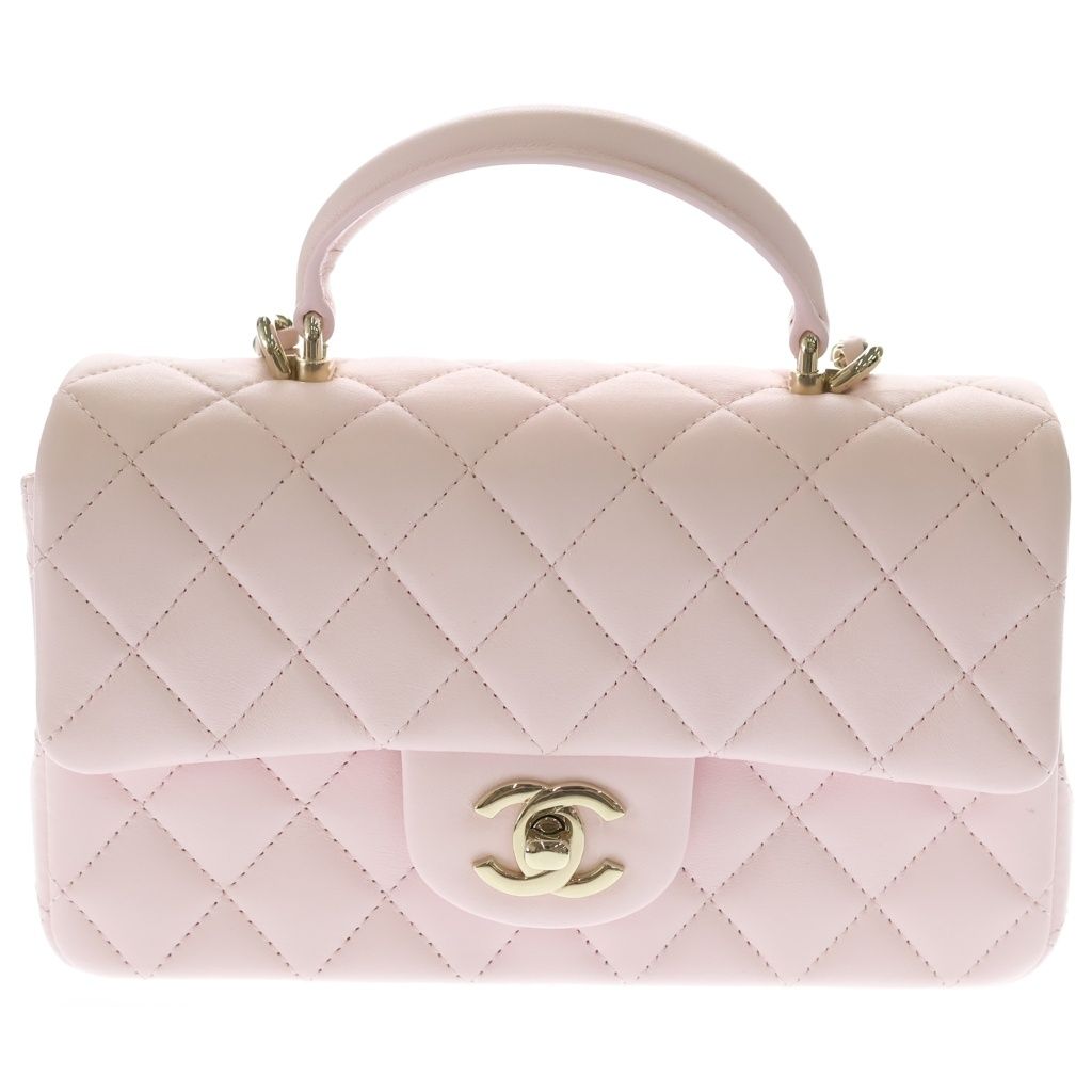 CHANEL (シャネル) トップハンドル 2WAYバッグ ハンドバッグ ショルダーバッグ ピンク ラムスキン AS2431 ゴールド金具