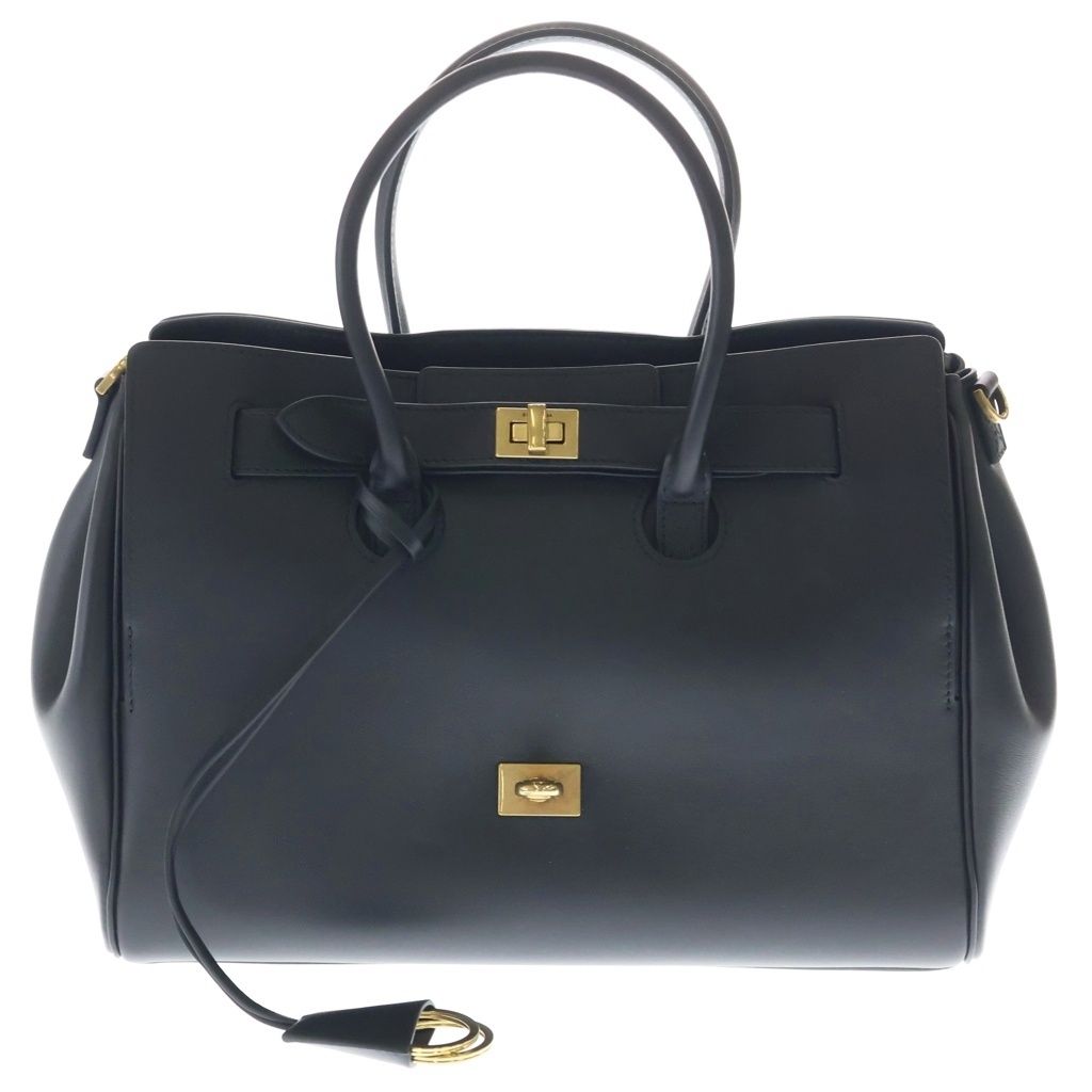 BALENCIAGA (バレンシアガ) BEL AIR キャリーオールバッグ ミディアム スムースレザー ブラック/ゴールド 805481
