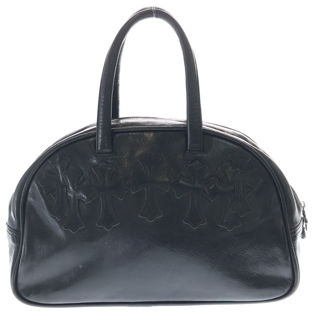 CHROME HEARTS (クロムハーツ) OLD GYM SM ジムバッグ レザークロスパッチ スモール オールドレザーハンドバッグ ブラック