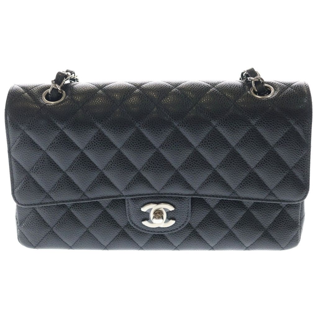CHANEL (シャネル) マトラッセ25 黒 キャビアスキン Wフラップ SV金具 25番台 A01112