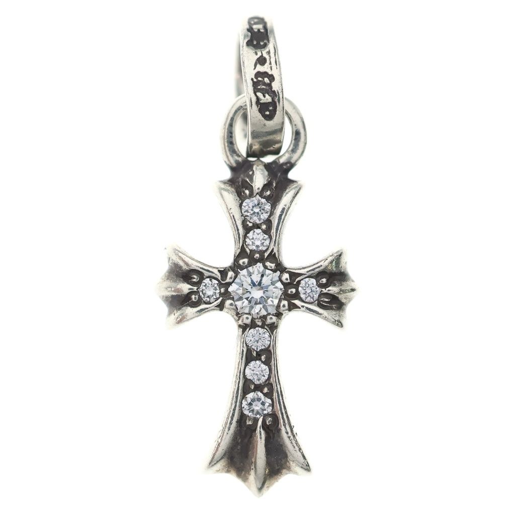 CHROME HEARTS (クロムハーツ) CRS BBYFAT P DMND ベイビーファットクロス PAVEダイヤ ペンダントトップ シルバー