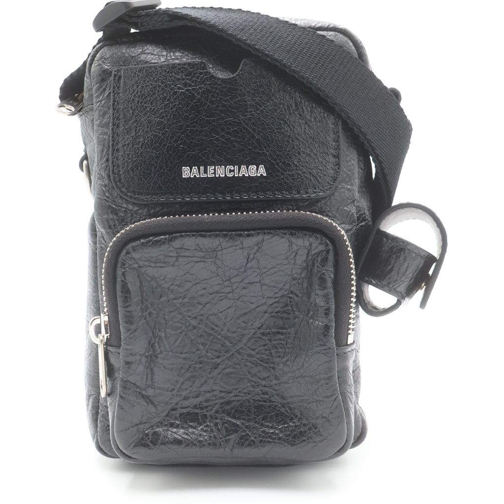 BALENCIAGA (バレンシアガ) スーパービジー ヴァーティカル ショルダーバッグ ミニバッグ ブラック レザー 8673812 シルバー金具