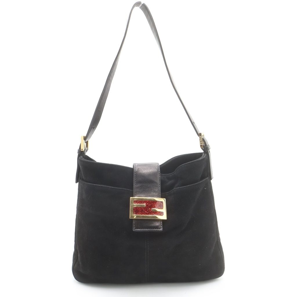 FENDI (フェンディ) マンマバケット ワンショルダーバッグ ブラック スエード ゴールド金具 103,950円