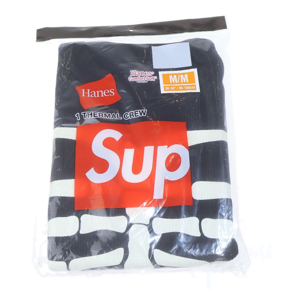 SUPREME (シュプリーム) 25AW Hanes Bones Thermal Crew (1Pack) ヘインズ ボーン サーマル長袖Tシャツ ロンT ブラック