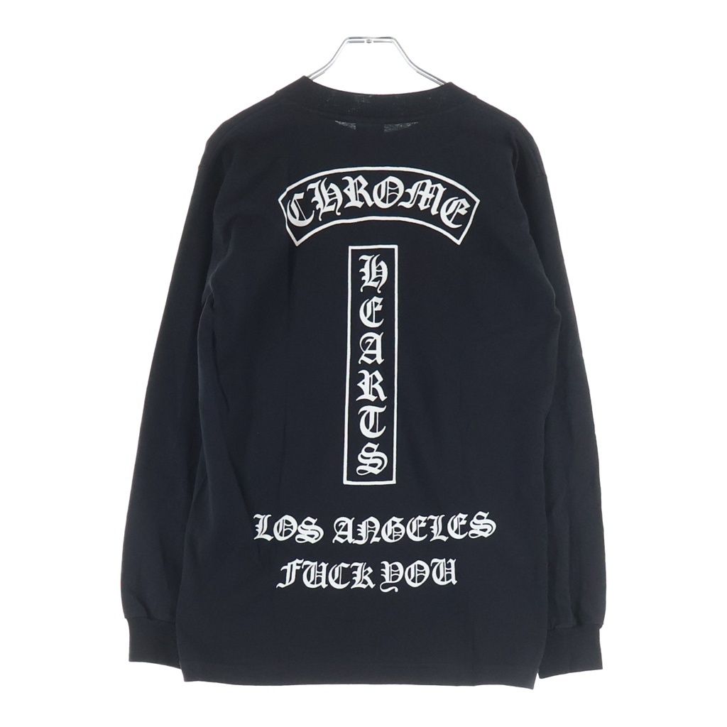 CHROME HEARTS (クロムハーツ) T-Bar Logo Fuck You Los Angeles L/S Tee ロサンゼルス Tバー ファックユー ホースシュープリント クルーネック長袖Tシャツ ロングスリーブカットソー ブラック