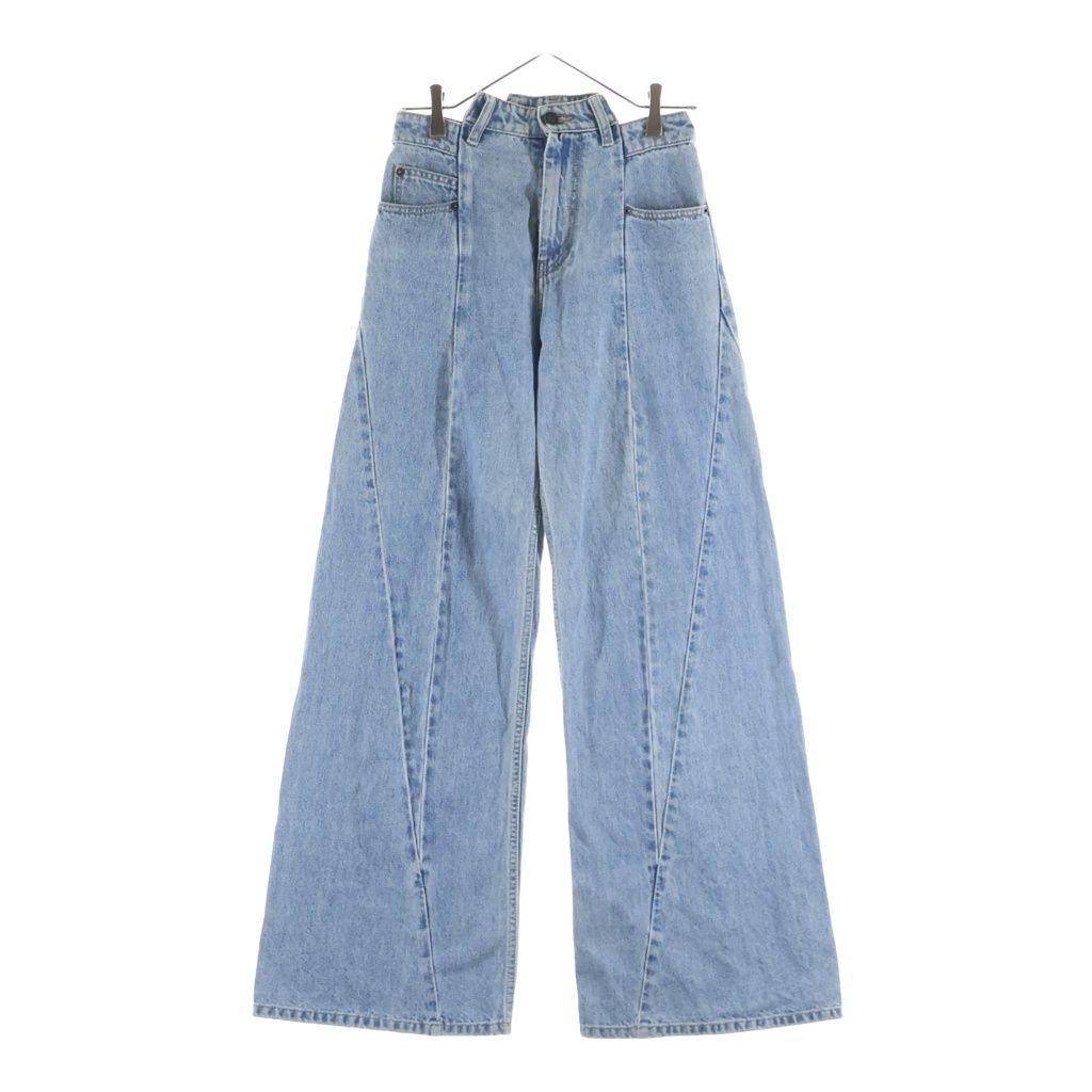 Maison Martin Margiela (メゾンマルタンマルジェラ) コットンカットアウトウエスト ワイドレッグ デニムパンツ ブルー S51LA0128