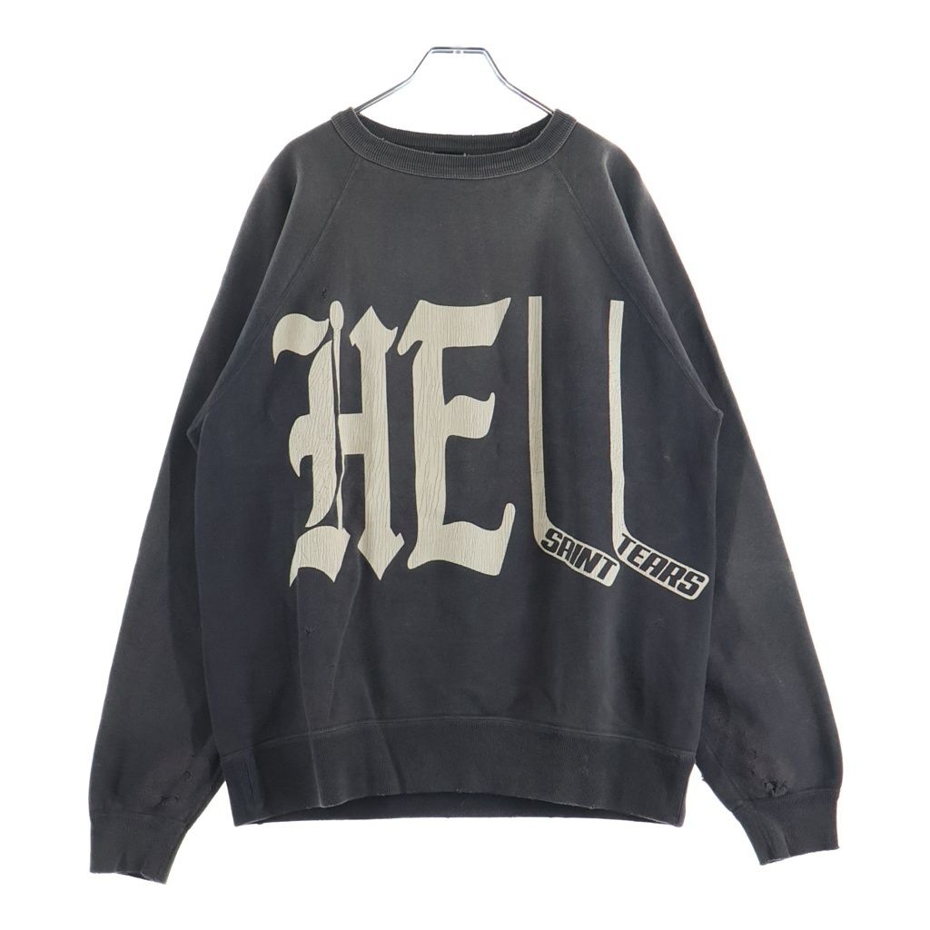 SAINT MICHAEL (セントマイケル) 22AW × DENIM TEARS DT-CREW SWEAT HELL デニムティアーズ ヘル ダメージ加工 スウェットトレーナー SM-A22-0000-049 グレー