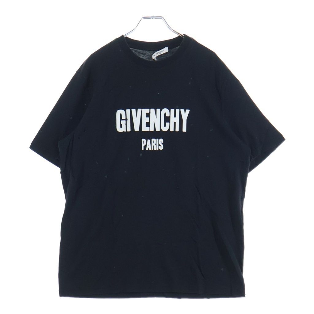 GIVENCHY (ジバンシィ) ダメージ加工 ロゴプリント 半袖Tシャツ 17A 7722 485 ブラック