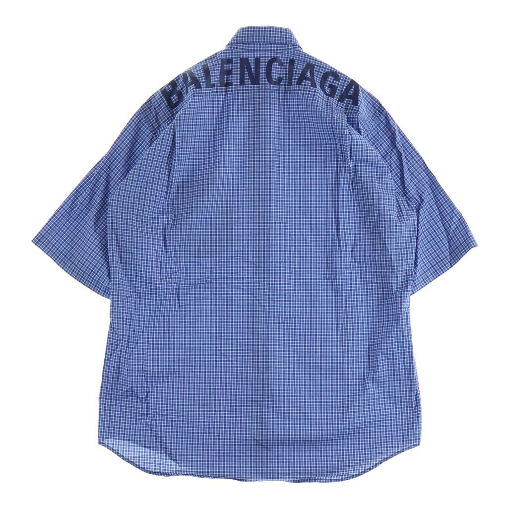 バレンシアガ BALENCIAGA 556913 TDM13 S／Sシャツ BALENCIAGA (バレンシアガ) 19SS バックロゴプリント ギンガムチェック