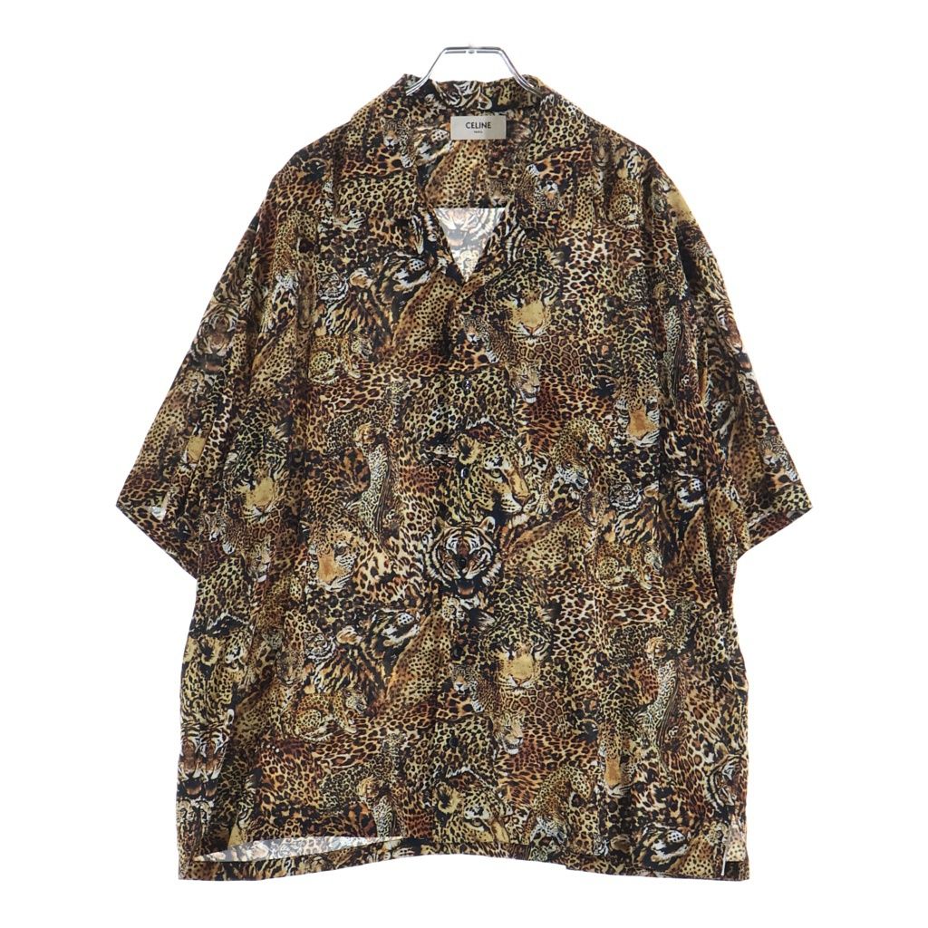 CELINE (セリーヌ) LEOPARD HAWAIIAN SS SHIRTS 2C517251S レオパード総柄 半袖開襟シャツ ブラウン
