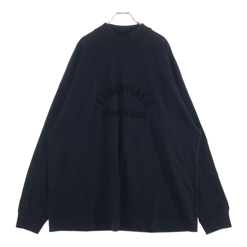 FEAR OF GOD ESSENTIALS (フィアオブゴッド エッセンシャルズ) Rubber Logo Mock Neck L/S T-Shirt ラバーロゴモックネックロングスリーブTシャツ 長袖Tシャツ ブラック