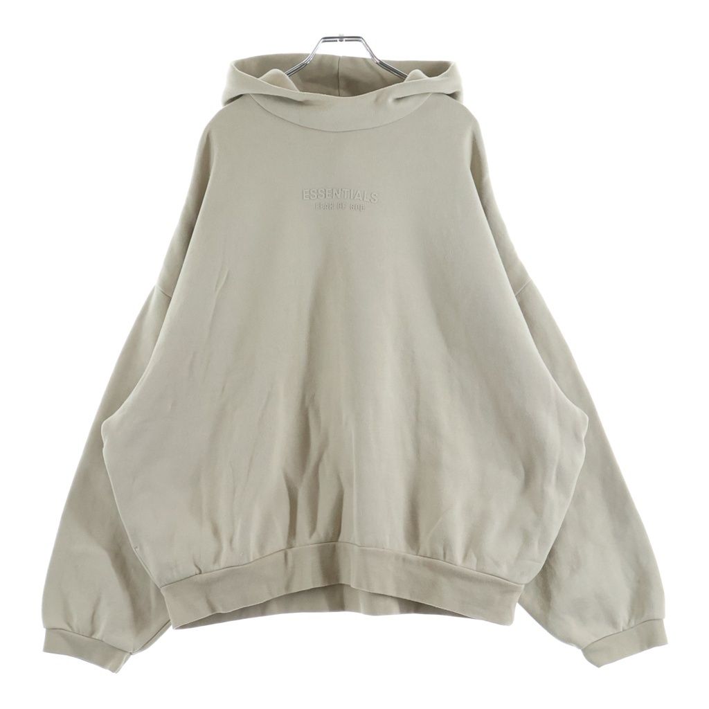 FEAR OF GOD ESSENTIALS (フィアオブゴッド エッセンシャルズ) Rubber Logo Pullover Hoodie ラバーロゴプルオーバーフーディー フーデットスウェットシャツ ベージュ
