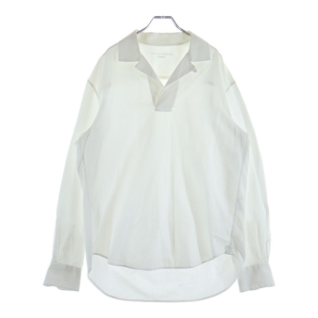 NO BRAND (ノーブランド) BOURRIENNE Paris X プルオーバー コットンストライプシャツ ホワイト 3303240300004