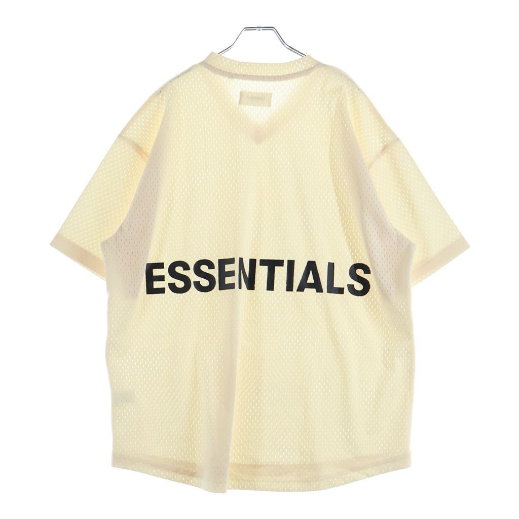 FEAR OF GOD ESSENTIALS (フィアオブゴッド エッセンシャルズ) バックロゴプリント メッシュ Vネック 半袖シャツ ホワイト