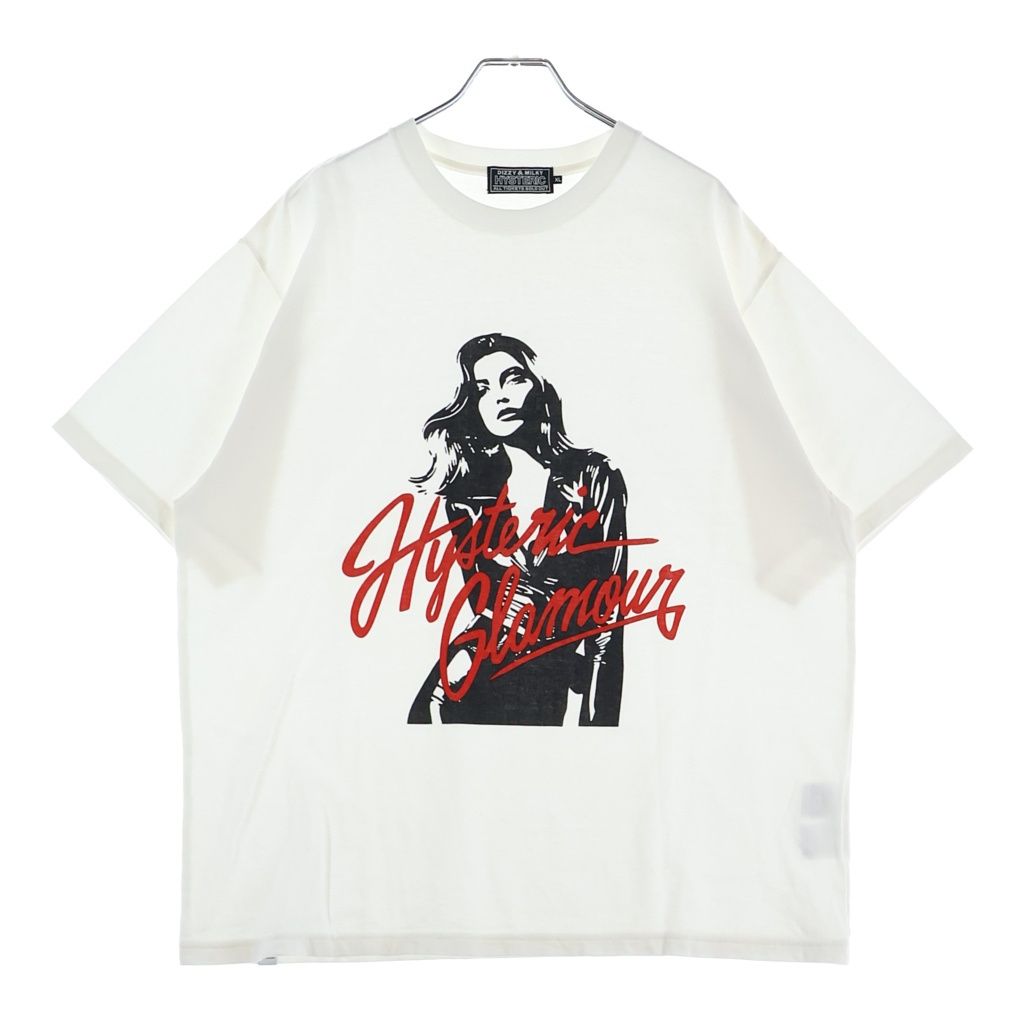 HYSTERIC GLAMOUR (ヒステリックグラマー) 25SS LEATHER WOMAN フロントプリント 半袖Tシャツ カットソー ホワイト 02251CT53