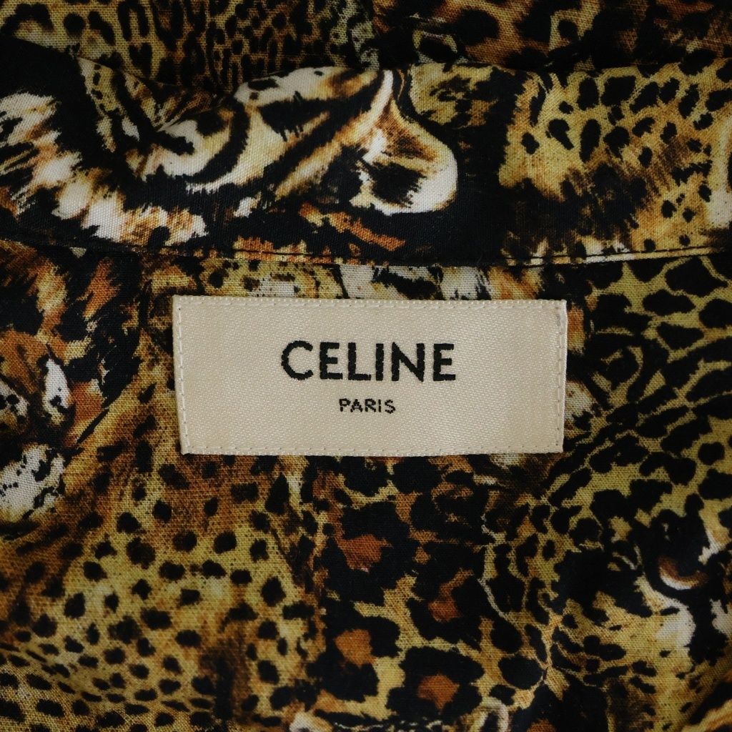 CELINE (セリーヌ) 22SS レオパード柄 開襟 半袖総柄シャツ ブラウン 2C517251S