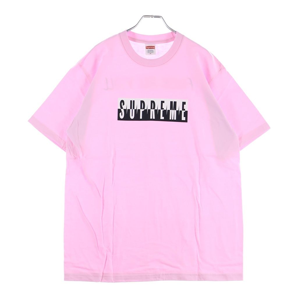 SUPREME (シュプリーム) 25AW Split Tee クルーネック スプリット ロゴプリント半袖Tシャツ カットソー ピンク