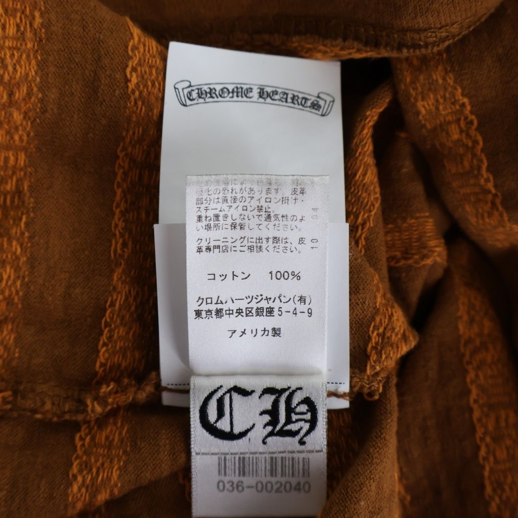 CHROME HEARTS (クロムハーツ) ×MATTY BOY Y NOT Chomper Embroidery Stripe Polo Tee マッティボーイ チョンパー刺繍 ストライプ ポロシャツ オレンジ