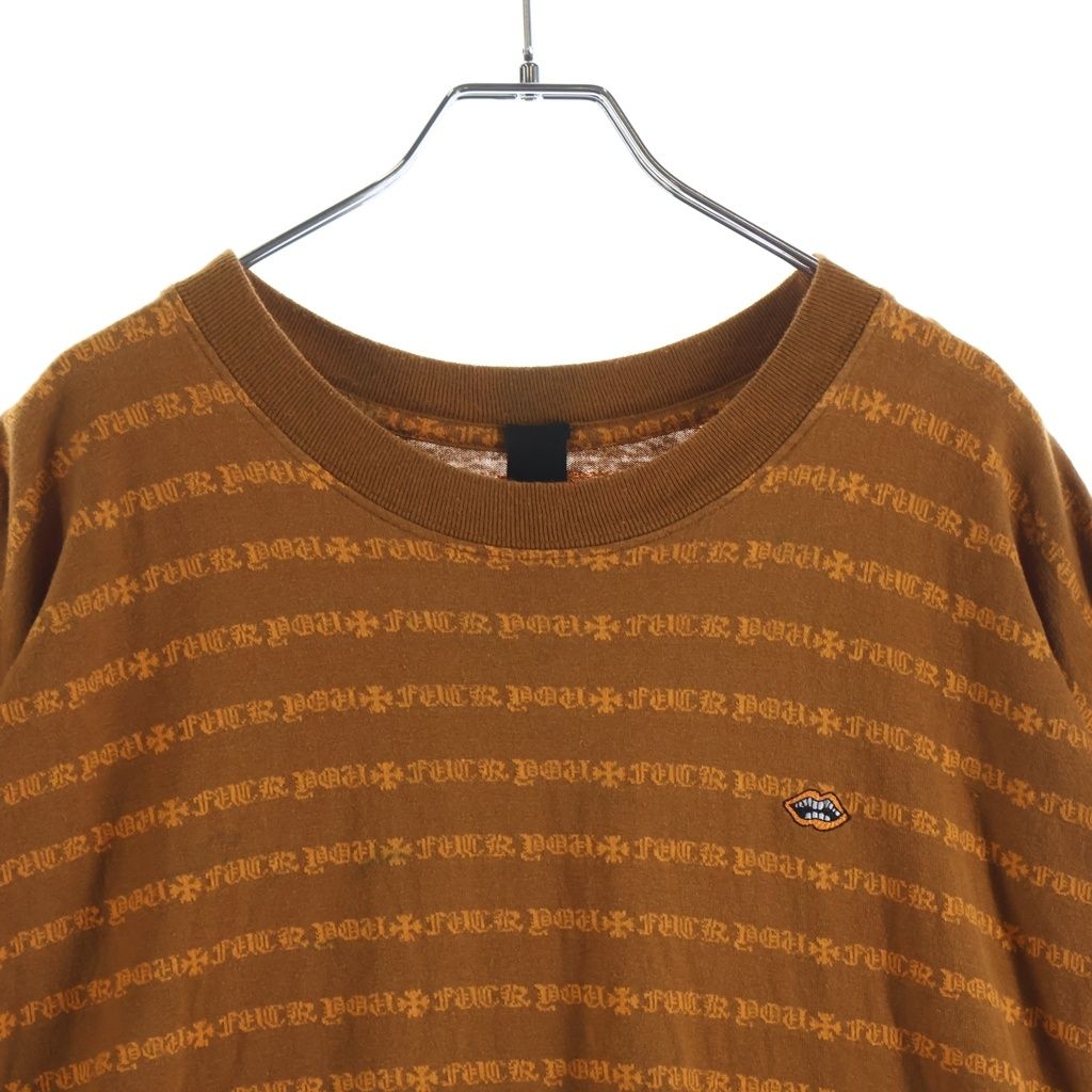 CHROME HEARTS (クロムハーツ) ×MATTY BOY Y NOT Chomper Embroidery Stripe Polo Tee マッティボーイ チョンパー刺繍 ストライプ ポロシャツ オレンジ