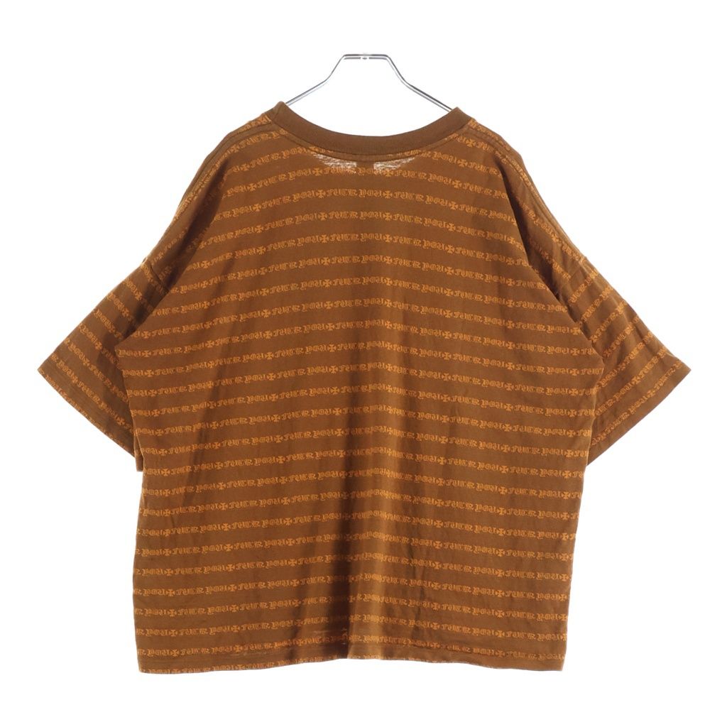 CHROME HEARTS (クロムハーツ) ×MATTY BOY Y NOT Chomper Embroidery Stripe Polo Tee マッティボーイ チョンパー刺繍 ストライプ ポロシャツ オレンジ