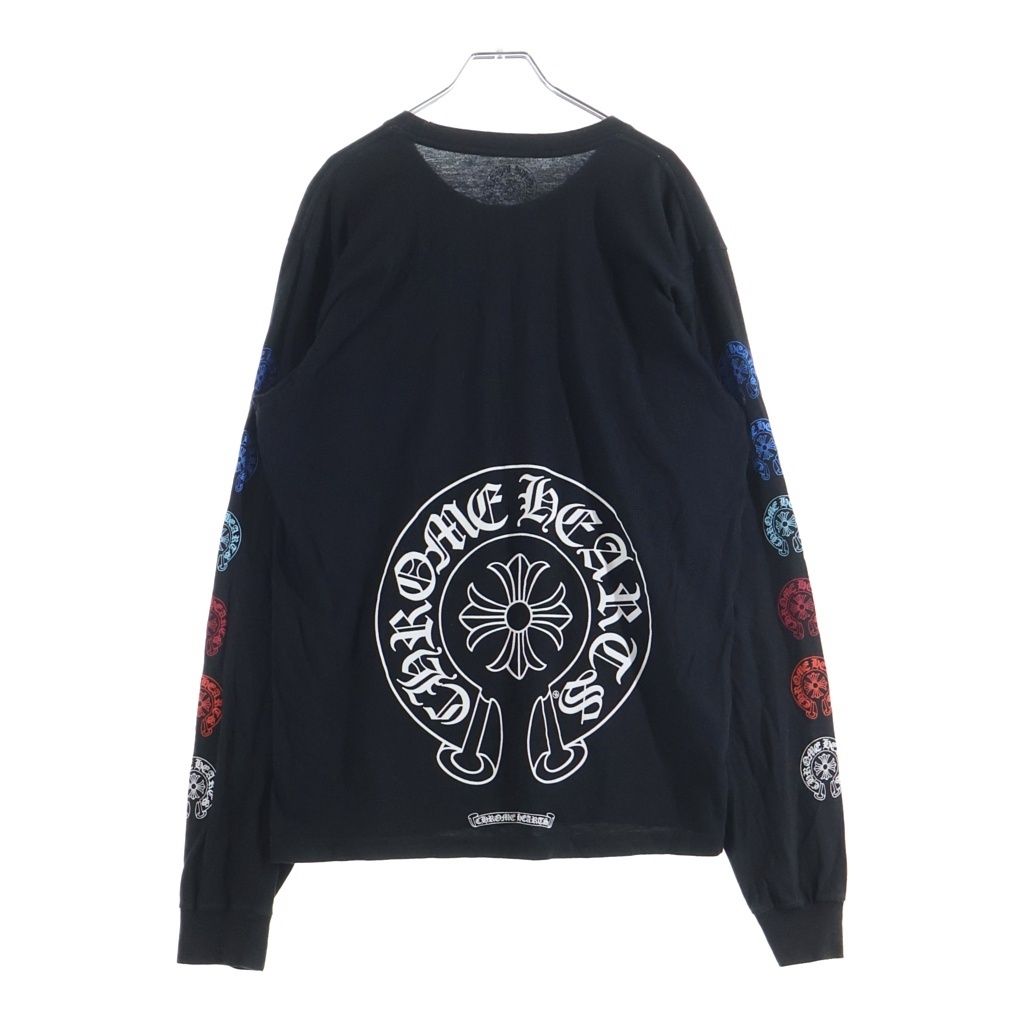 CHROME HEARTS (クロムハーツ) Multi Color Horseshoe L/S Tee マルチカラー ホースシュー クルーネック長袖Tシャツ カットソー ブラック