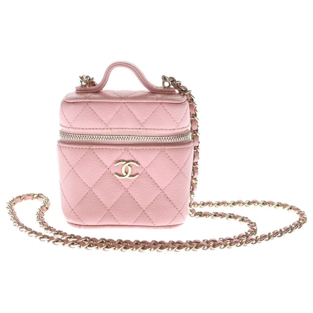 CHANEL (シャネル) マトラッセ ミニバニティ キャビアスキン ゴールド