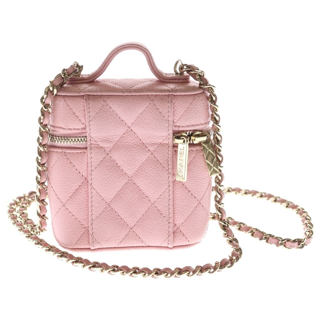 CHANEL (シャネル) マトラッセ ミニバニティ キャビアスキン ゴールド