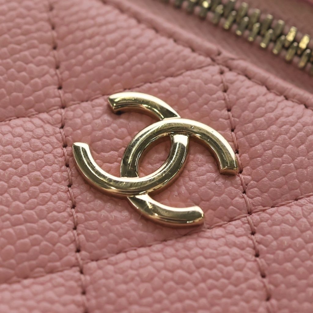CHANEL (シャネル) マトラッセ ミニバニティ キャビアスキン ゴールド