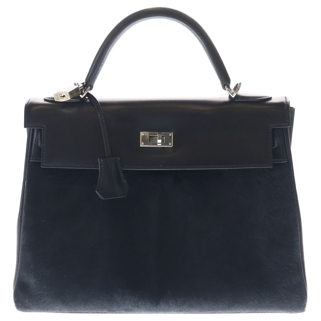 HERMES (エルメス) ケリー32 エバーカーフ ヴォートロイカ シルバー金具 ブラック □K刻印 716,100円