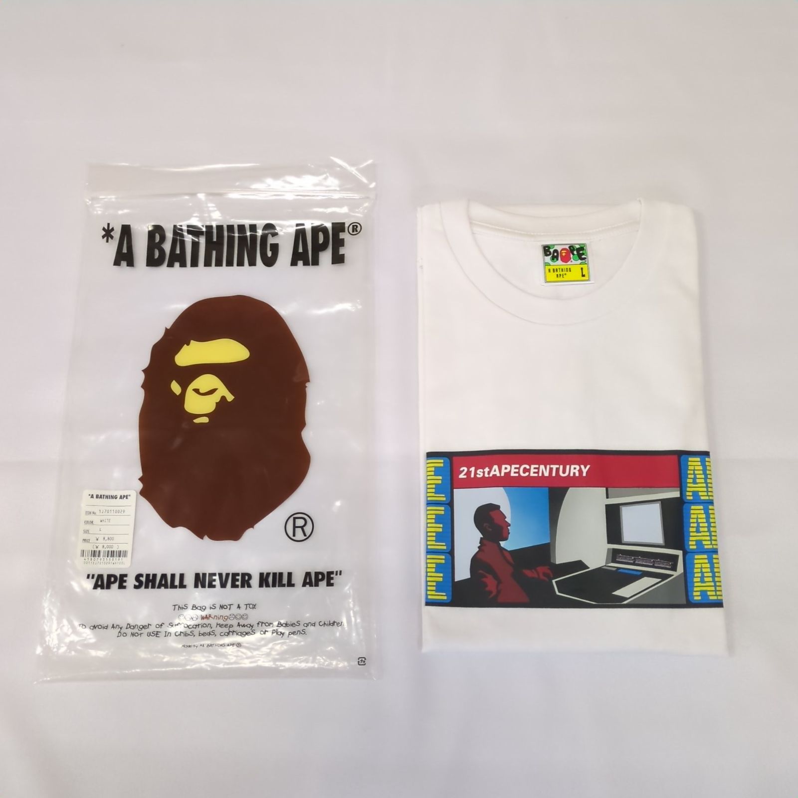 【D45499】A Bathing Ape (BAPE) 21ST APE CENTURY TEE Tシャツ　サイズL「by R」復刻デザイン　1JU70110029