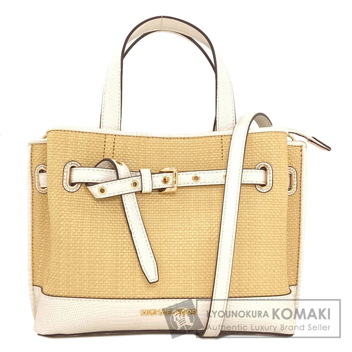 Michael Kors マイケルコース エミリア 2WAY ハンドバッグ レザー ストロー風素材 レディース [中古]