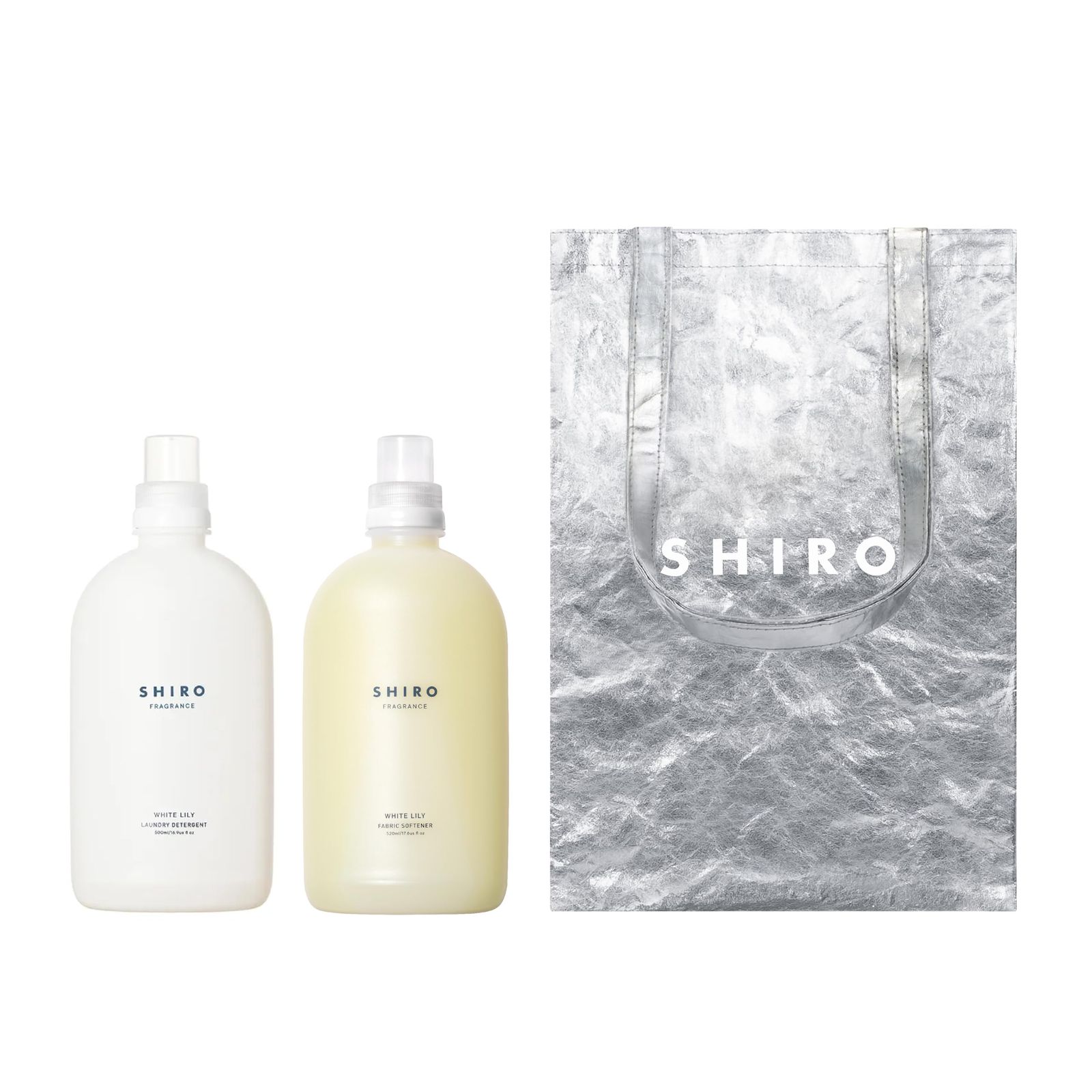 新品 【SHIRO公式ギフト】SHIRO ホワイトリリ― ランドリーキット ランドリーリキッド 500mL＋ファブリックソフナー 500mL ギフトペーパーバッグ付き