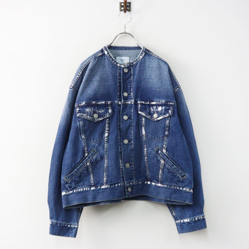 未使用 2025 カーキ KHA:KI FOIL PRINT DENIM JKT 箔プリント ワイド