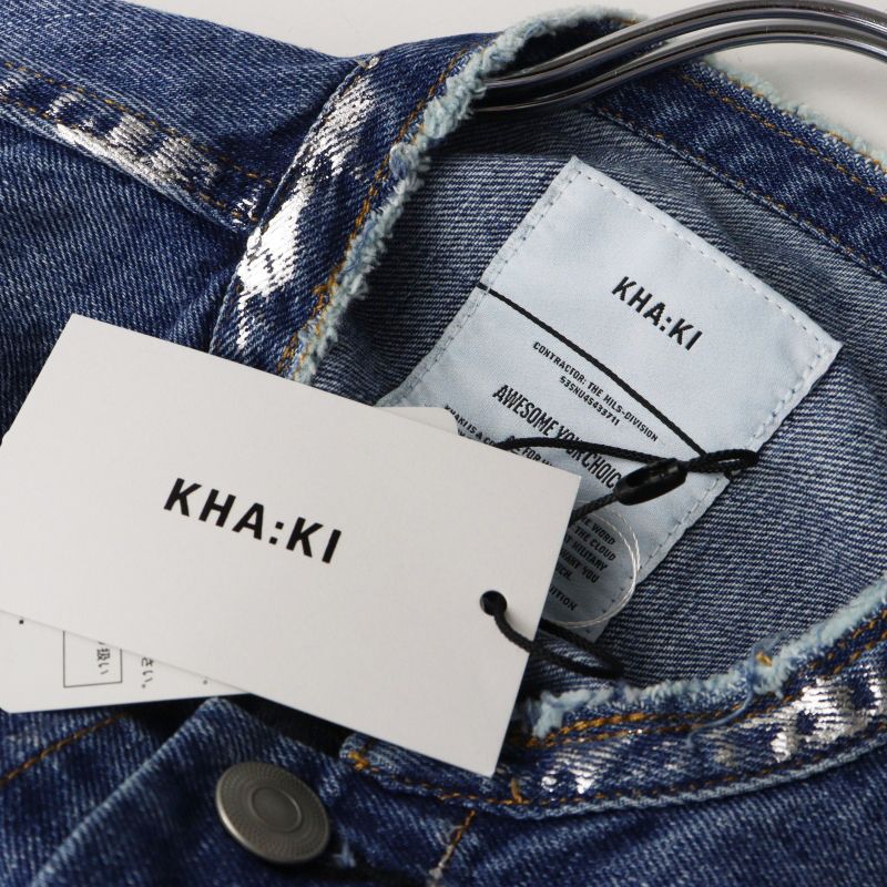 未使用 2025 カーキ KHA:KI FOIL PRINT DENIM JKT 箔プリント ワイド